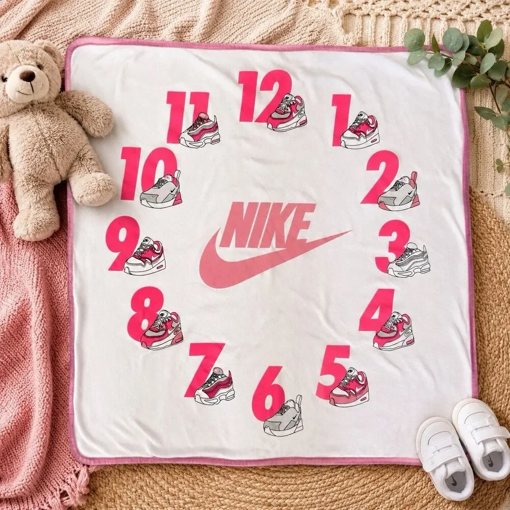 Nike Baby Milestone Blanket Pink Air Max Sneakers Numbers 1-12 Blanket Only